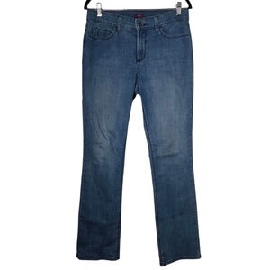 NYDJ Straight Leg Jeans Size 8 Medium Wash Lift Tuck Classic Denim